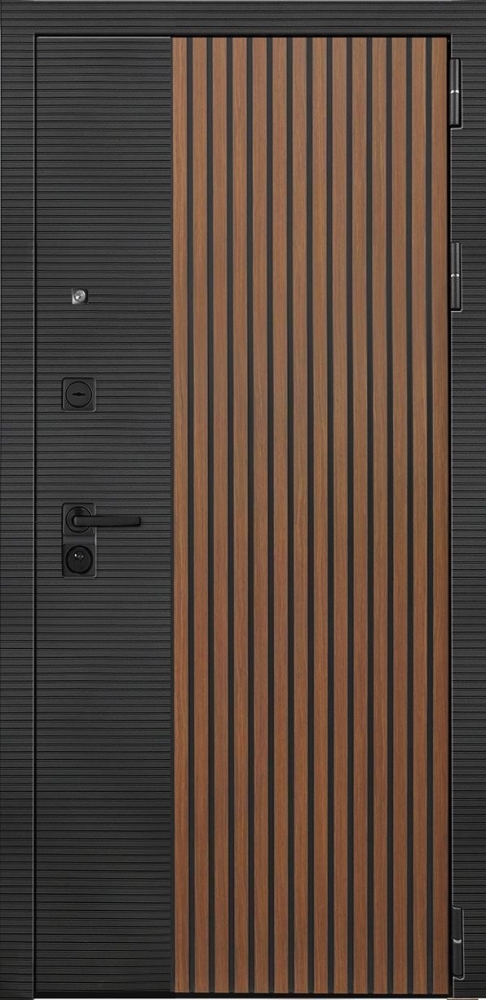 Дверь ДвериПРО Модель L-48 ФЛ-659 (12мм, nussbaum+черная патина винорит) DPRO193062