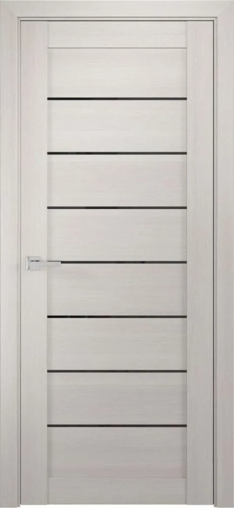 Межкомнатная дверь ЛУ-7 белёный дуб (стекло лакобель черный), 900x2000)